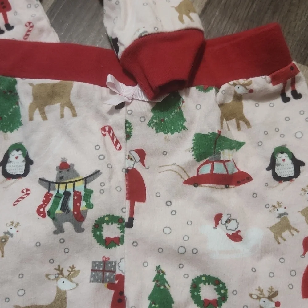 Mud Pie Pink & Red Holiday Christmas Pajamas Size 6-12 months